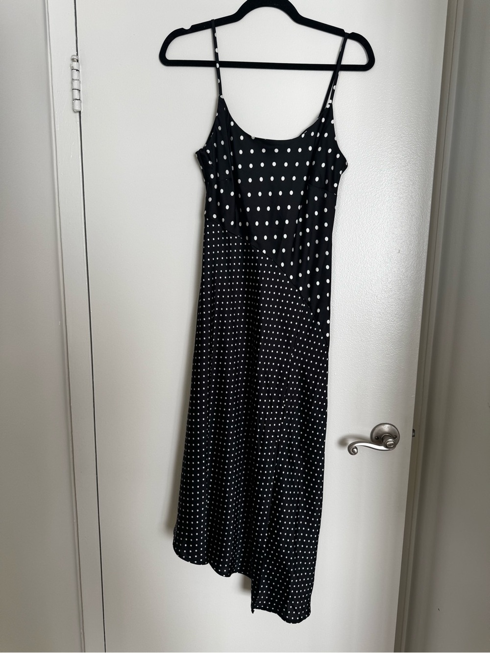 a new day Black and White Polka Dot Midi Slip Dress